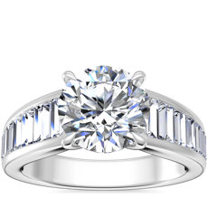 Baguette Channel Diamond Engagement Ring in Platinum